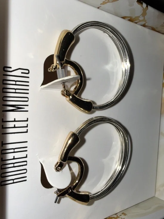NIB Robert Lee Morris Two-Tone Hoop Earrings - Picture 5 of 10